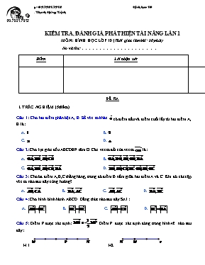 Kiểm tra, đánh giá, phát hiện tài năng lần 1 môn Hình học lớp 10